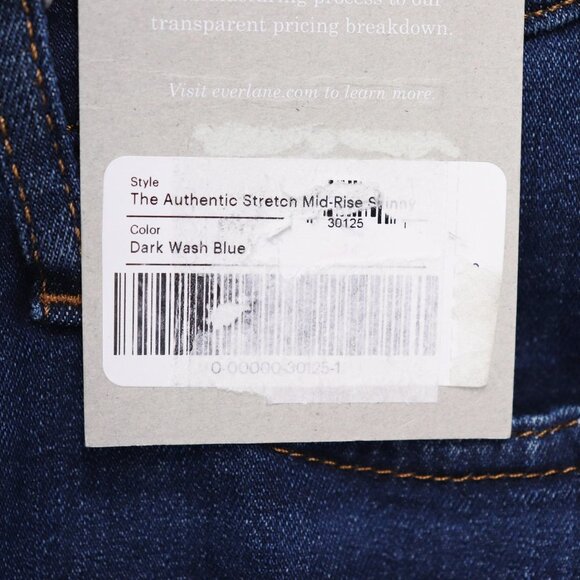 NWT Everlane The Authentic Stretch Mid Rise Skinny Jean Dark Blue Wash‎ 24 Tall - Picture 8 of 10